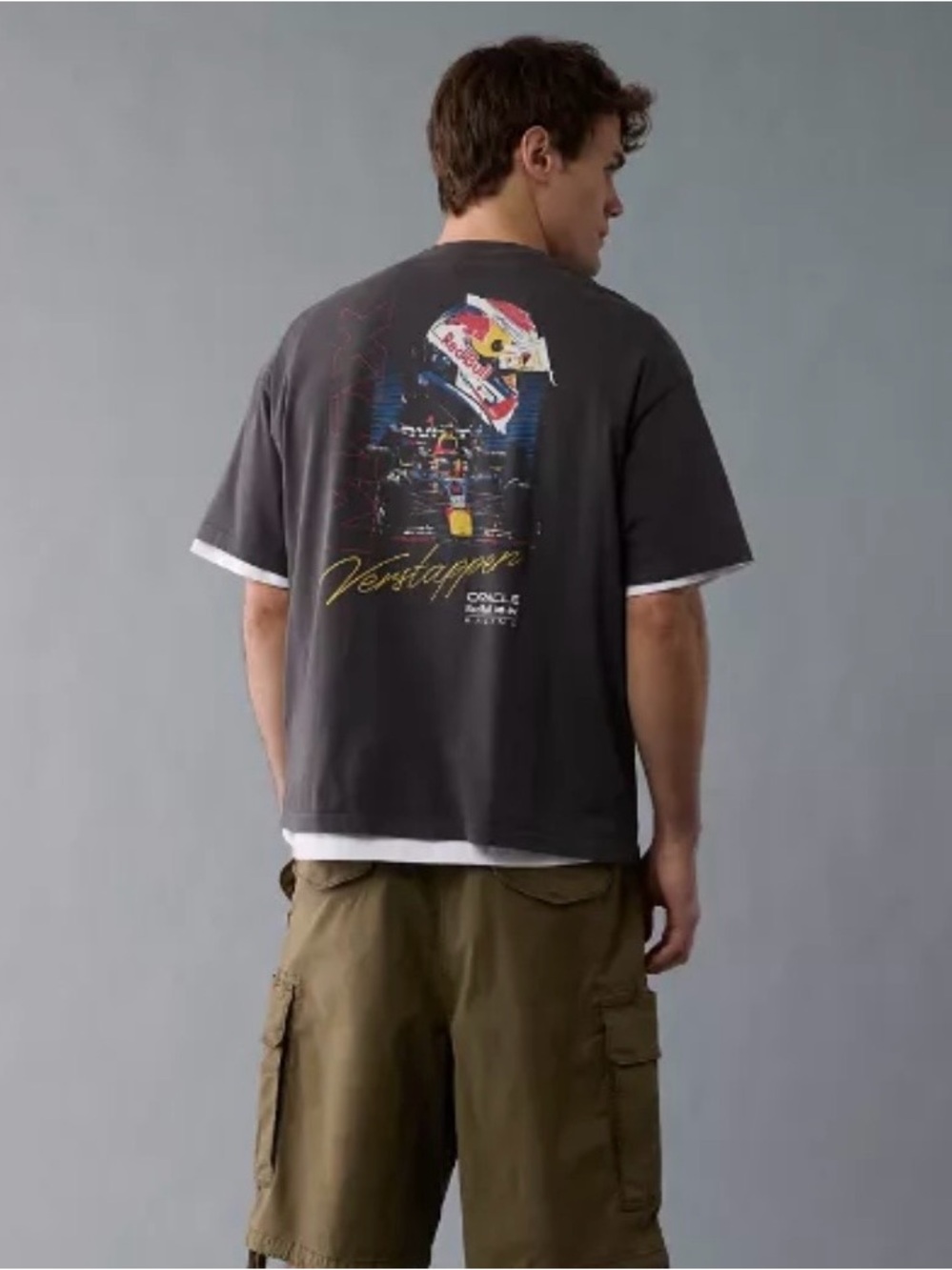 Oracle Red Bull Racing x AE Men’s Boxy Graphic T-Shirt Size XXL Grey - Picture 2 of 9